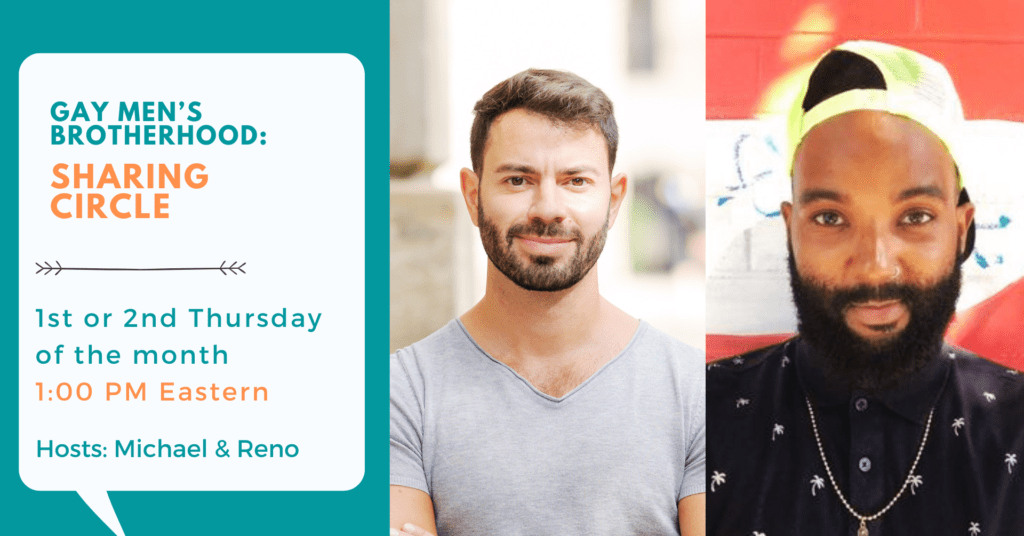 Sharing circle: 1st or 2nd thursday of the month 1pm Eastern, hosted by Miachael and Reno